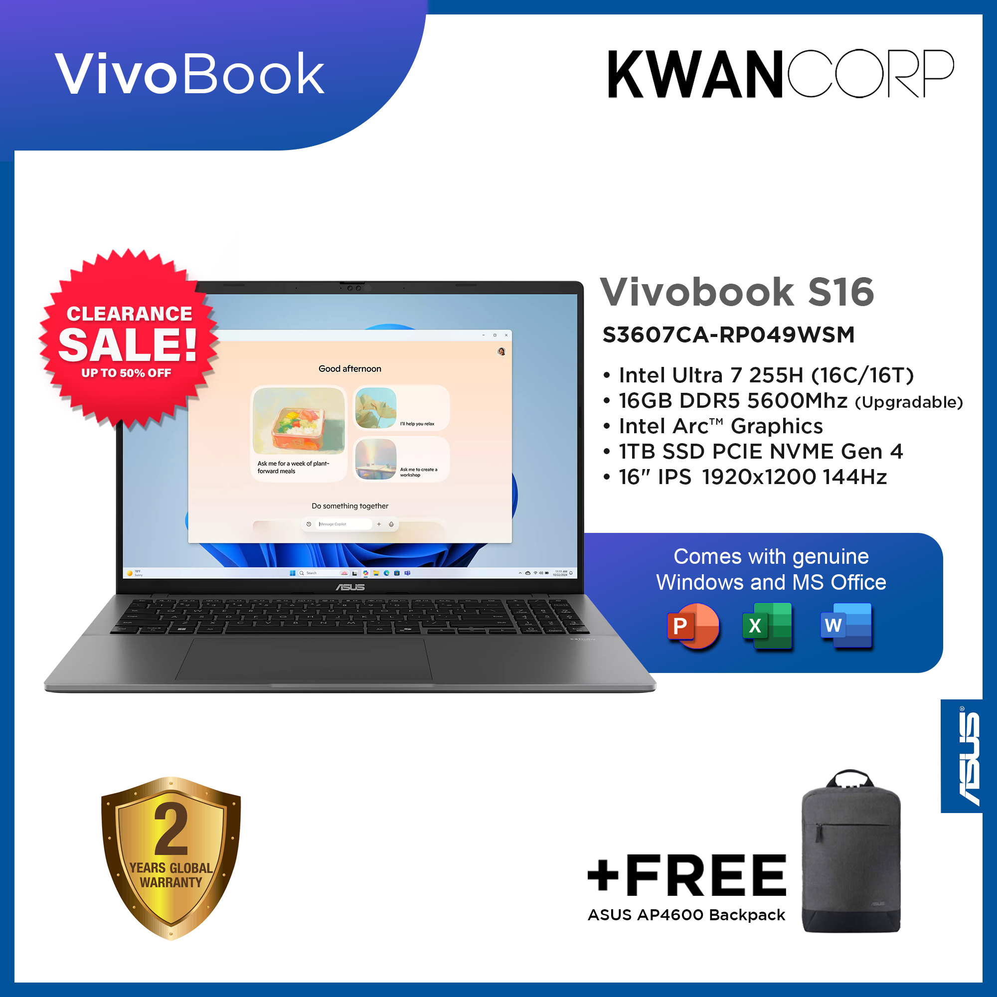 Asus Vivobook S16 S3607CA-RP049WSM